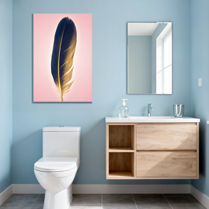 Plantes et fleurs, impression de plumes sur fond rose, H 30 po x l 20 po
