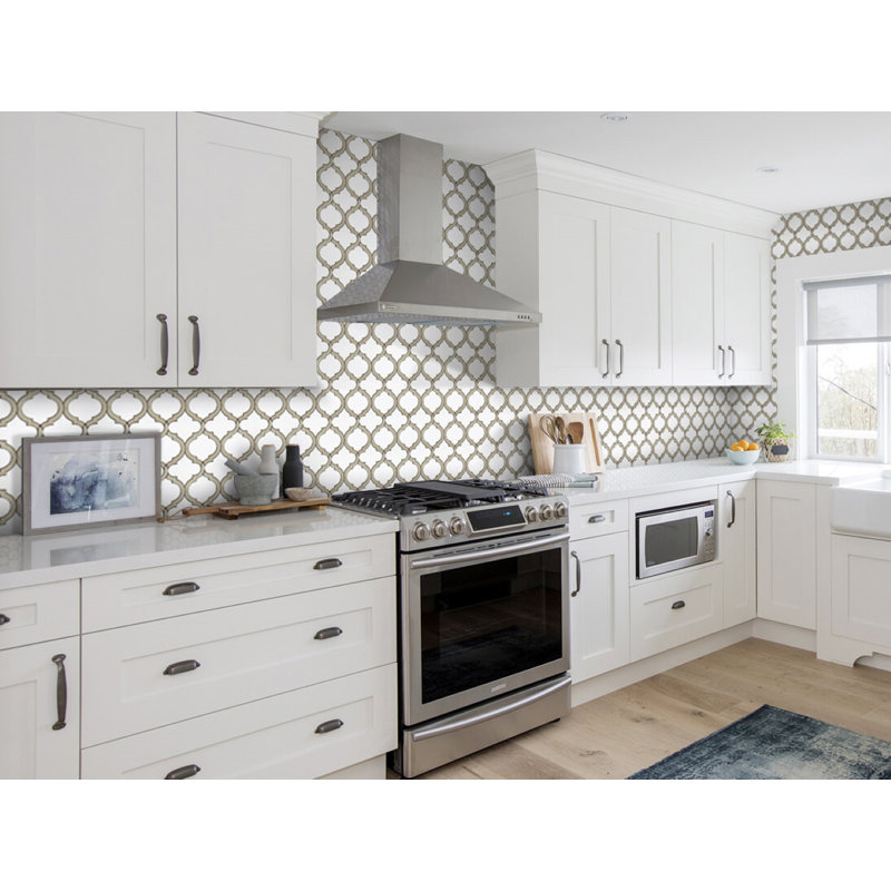 Carreau de sol et mur 10 po x 12,5 po Nausa en marbre avec mosaïque Jlwj110, Gris