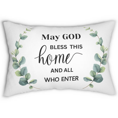 Welcome Calligraphy Decorative Lumbar Pillow / Typography Text Accent Rectangular Cushion for Home Décor