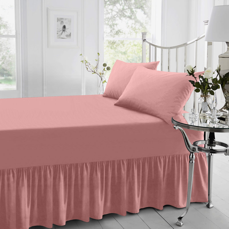 Percale Valance Sheet Polycotton Solid Colour Bed Sheet Single Double King Super King Machine Washable High Quality, Pink
