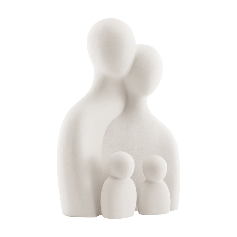 Cream Ceramic Abstract Family Sculpture Set, 10" Tall