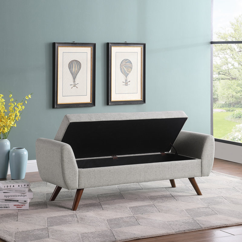 Banc de rangement rembourré Amsi, Gris clair
