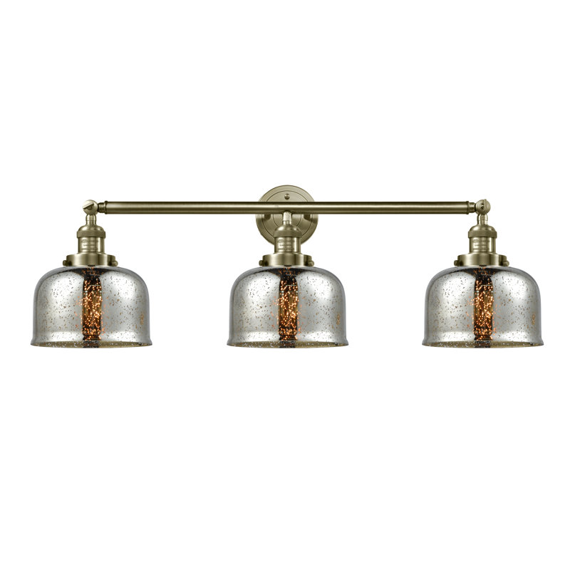 Placencia 3 - Light Dimmable Vanity Light, 60 Watt Vintage Incandescent Bulb, Silver Mercury, Antique Brass