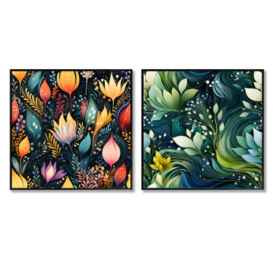 Hardcastle - Ensemble de 2 collages carrés botaniques abstraits