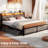 Bed Frame With 4 Drawers, Metal Frame With LED Light And Outlet, Storage Headboard-1584091525-1584027358