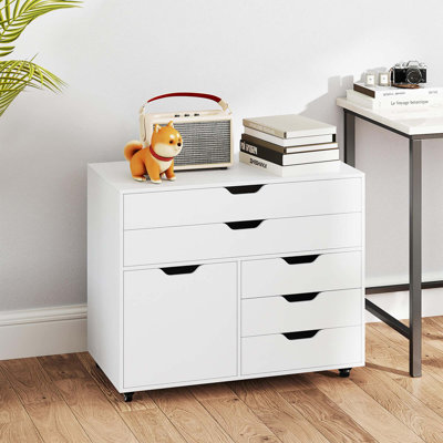 5-drawer File Cabinet Mobile Chest Of Drawers With Side Cabinet 5 Casters