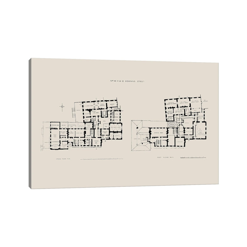 10 Downing Street Floorplan 1 Piece Wrapped Canvas Painting, 66.04 cm H x 45.72 cm W x 3.175 cm D
