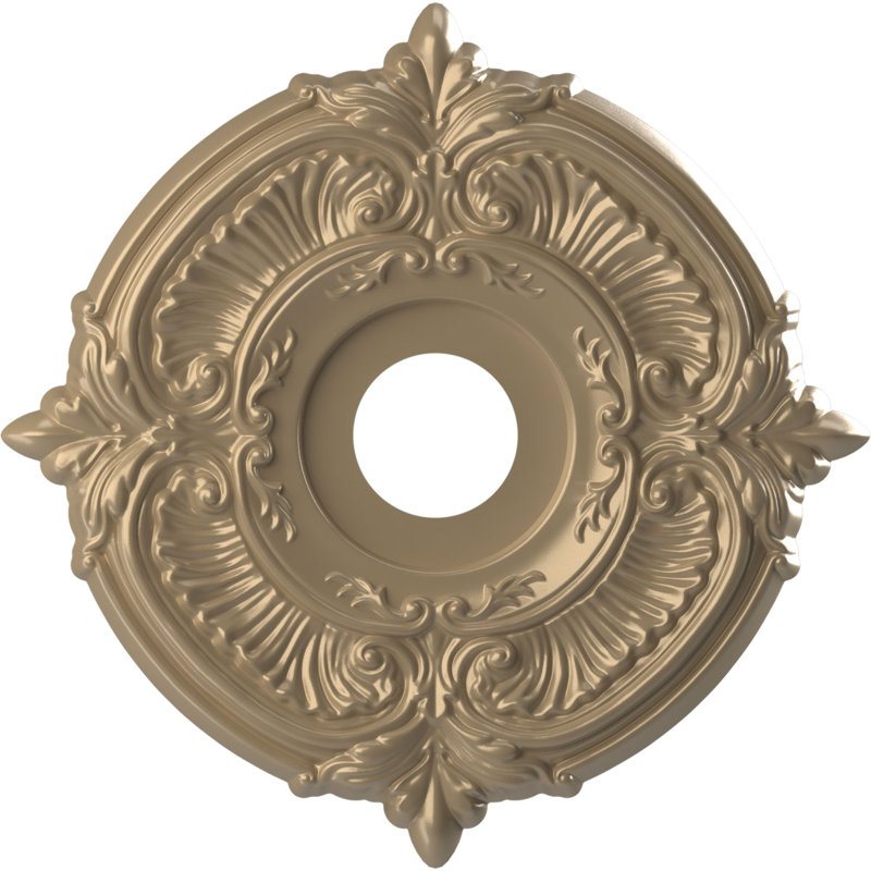 Attica Thermoformed PVC Ceiling Medallion, 16" H x 16" W x 1" D, Universal Metallic Champagne Mist