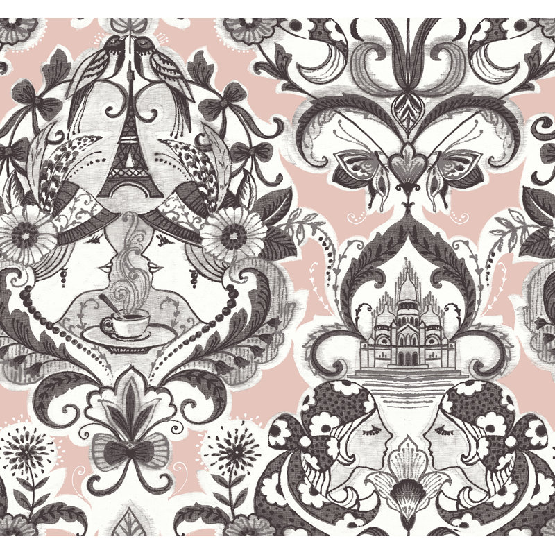 Rouleau de papier peint lisse L 27 pi x l 27 po Cheke Parisian, Rougir