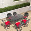 7 chaises de salle à manger en fonte d'aluminium pour le jardin - 6 chaises pivotantes et table rectangulaire en noir, détails de sculpture raffinés, anti-corrosion, arrangement de sièges confortables, siège pivotant à 360 °, coussins de soleil,-35020678