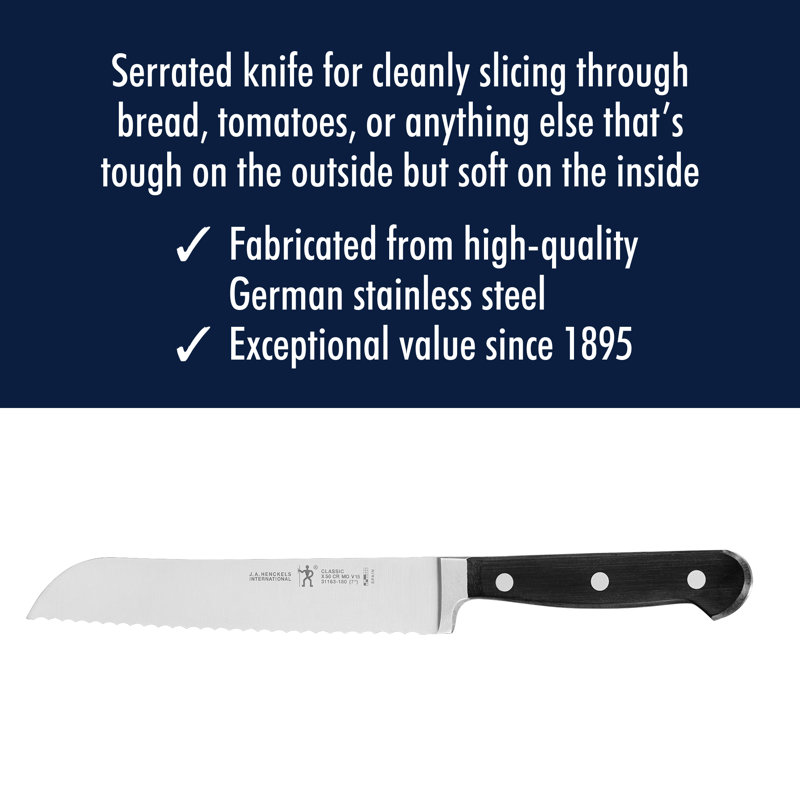 Henckels Classic 7-inch Black Stainless Steel Bread Knife