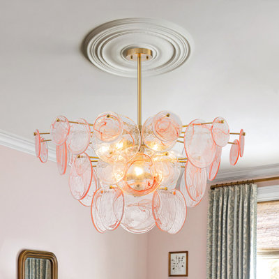 9-Light Layered Handmade Glass Chandelier