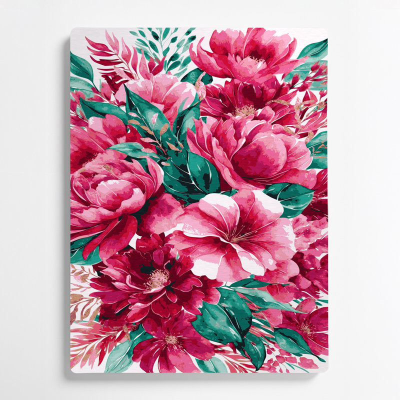 Aquarelle florale 31, art mural en métal mauve, H 14 po x l 11 po