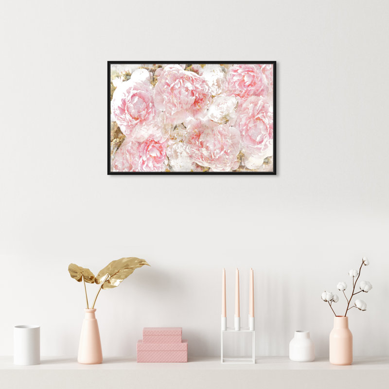 « roses », impression sur toile oliver gal, Cadre noir, H 24 po x l 16 po