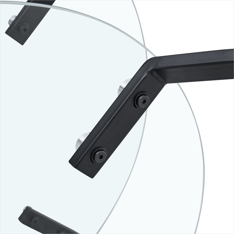 Table basse carrée élégante en métal noir à double couche en verre trempé 31,5 rétro salon minimaliste