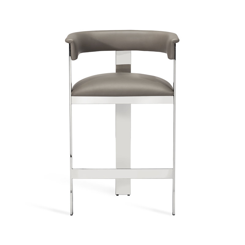 Darcy Upholstered Counter Stool with Stainless Steel Frame, Antique Bronze, Fawn Taupe, Counter Stool (26" Seat Height)