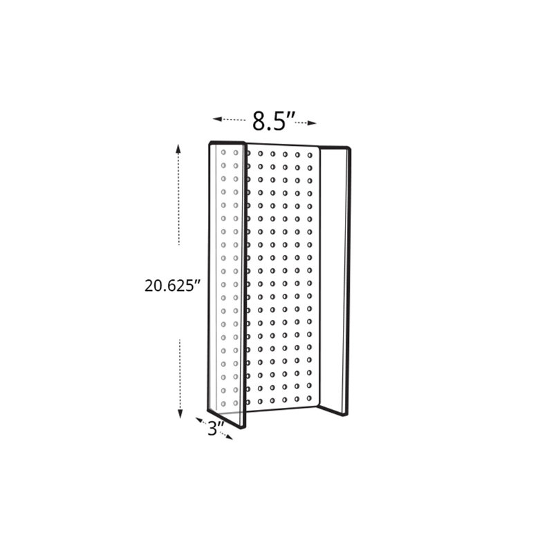 8"W x 20.625"H Pegboard Powerwing Display, White
