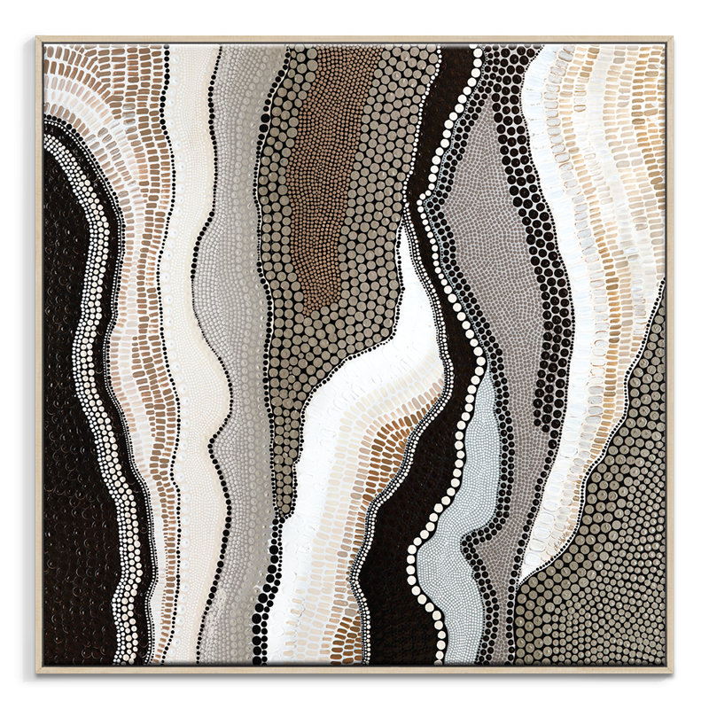 Warlangem by Kamilya Lowana White - Print, 82.5cm H x 82.5cm W x 8cm D, Tan Floater Framed