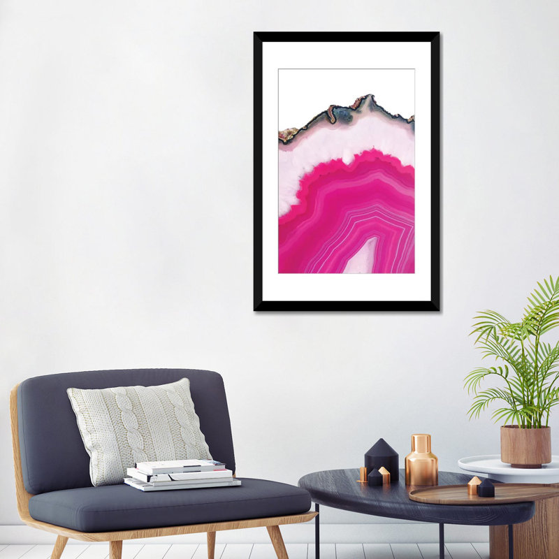 « rose agate slice », impression sur toile, Papier d'art encadré noir, Blanc, H 32 po x l 24 po x P 1 po