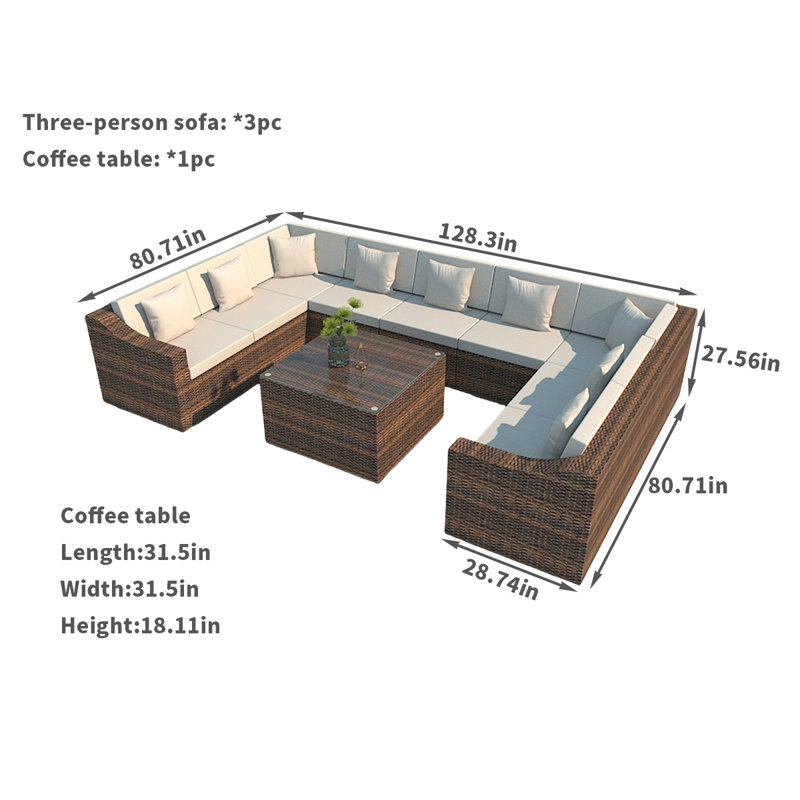 Tihana 9 - Person Patio Conversation Set