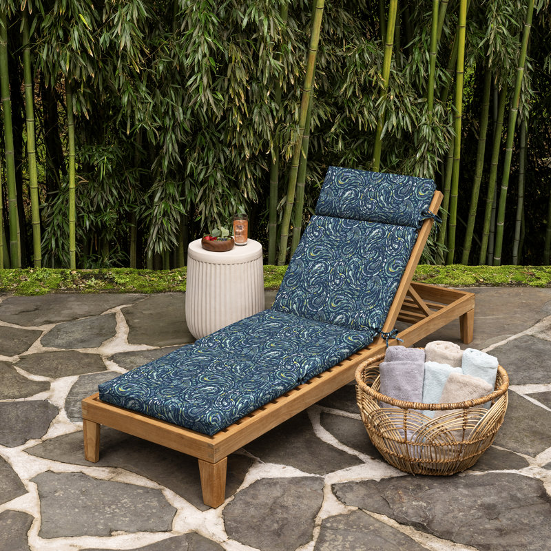 Sapphire Blue Ridge Paisley Outdoor Chaise Lounge Cushion