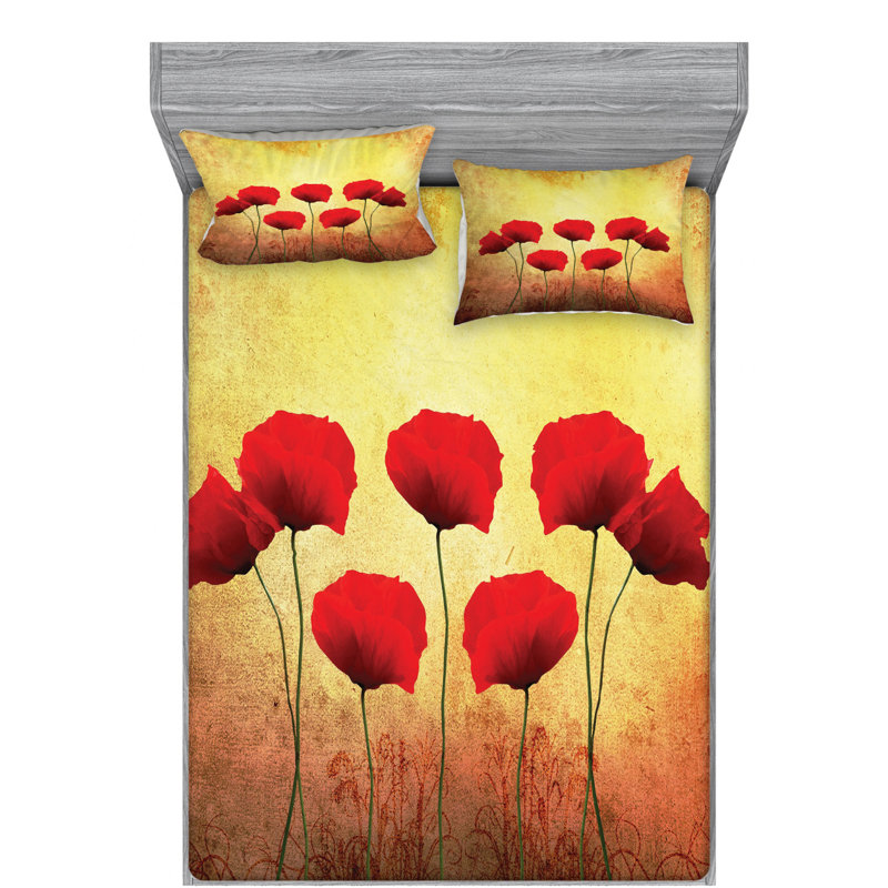 Poppy Microfiber Sheet Set, Queen Sheet Set with Fitted Sheet