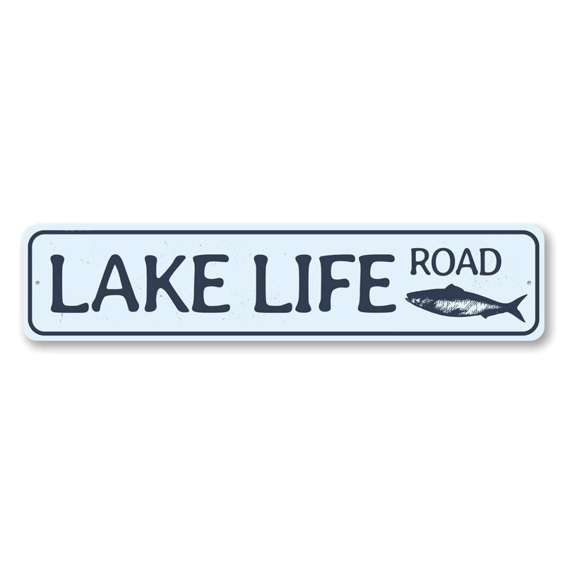 Plaque en aluminium Lake Life Road, H 4 po x l 18 po x P 0,04 po
