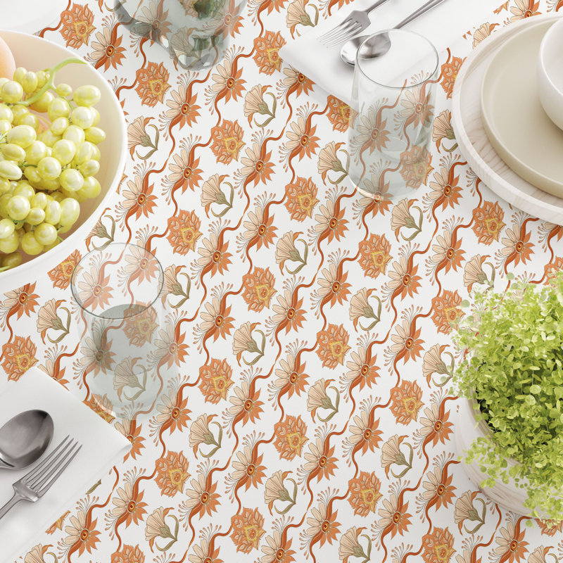 Rectangular Tablecloth, 100% Cotton, Floral 130, 104" x 52"