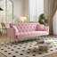 Canapé-lit moderne convertible pliable de 72 pouces avec un design capitonné, style rétro américain, velours rose, idéal pour les petits salons, les chambres à coucher et les bureaux.-718030072