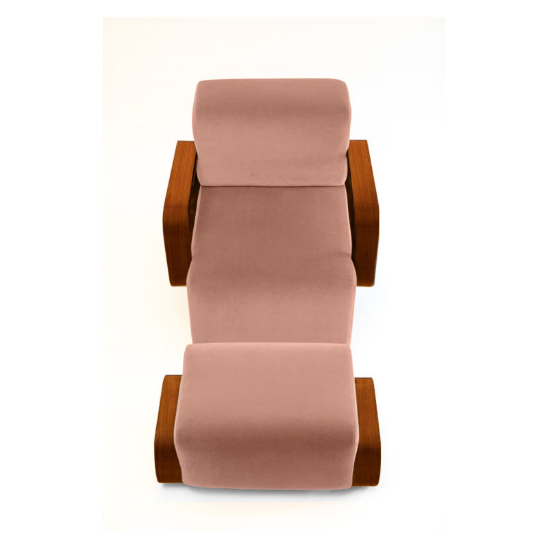 Cayenne Lounge Chair with Ottoman, Cameo Velvet, Walnut