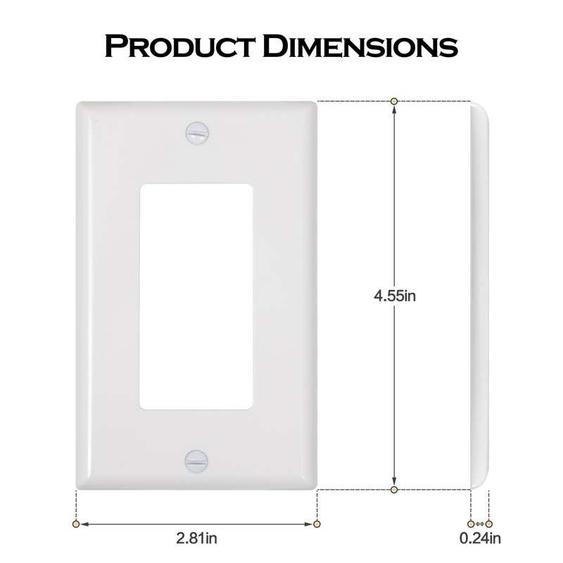 White Rectangular Plastic 1-Gang Decorator Wall Plate