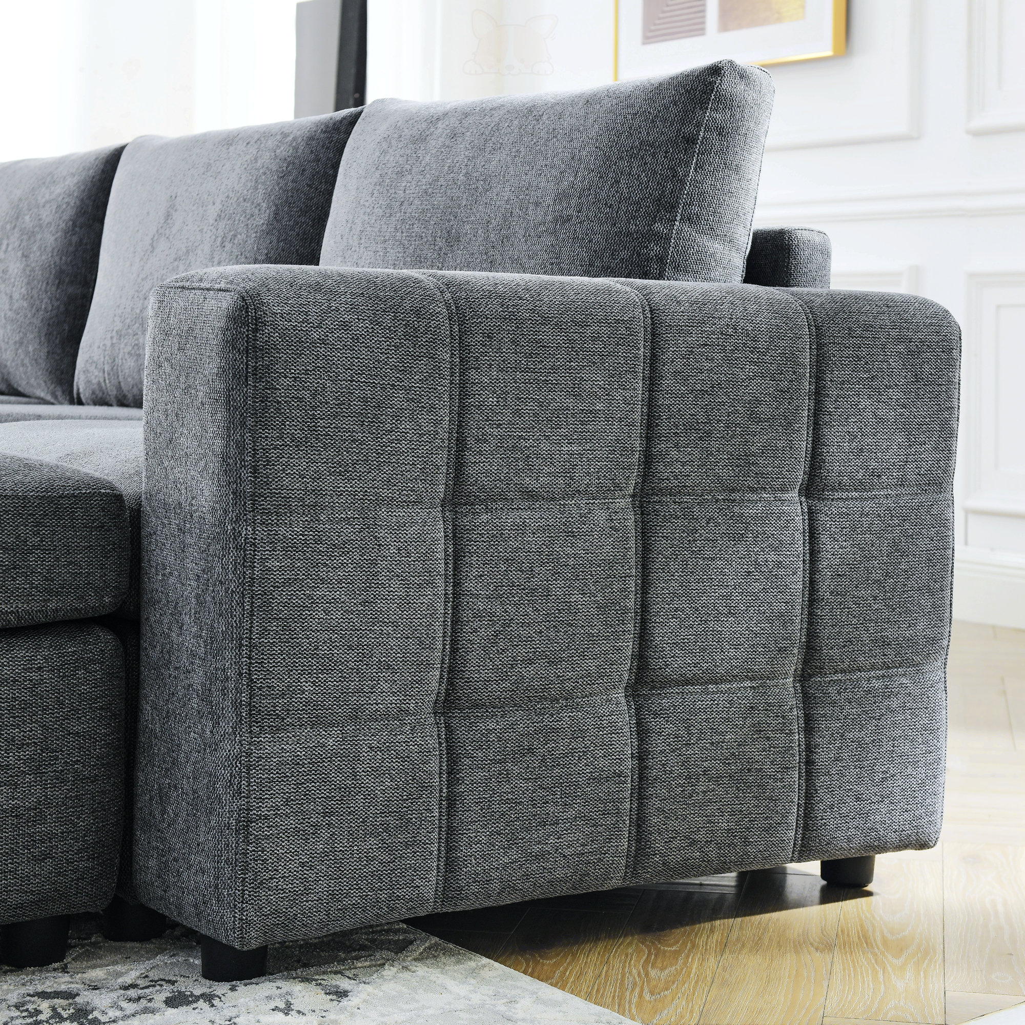 View of How to Style a Modern Sectional in a Minimalist Living Room