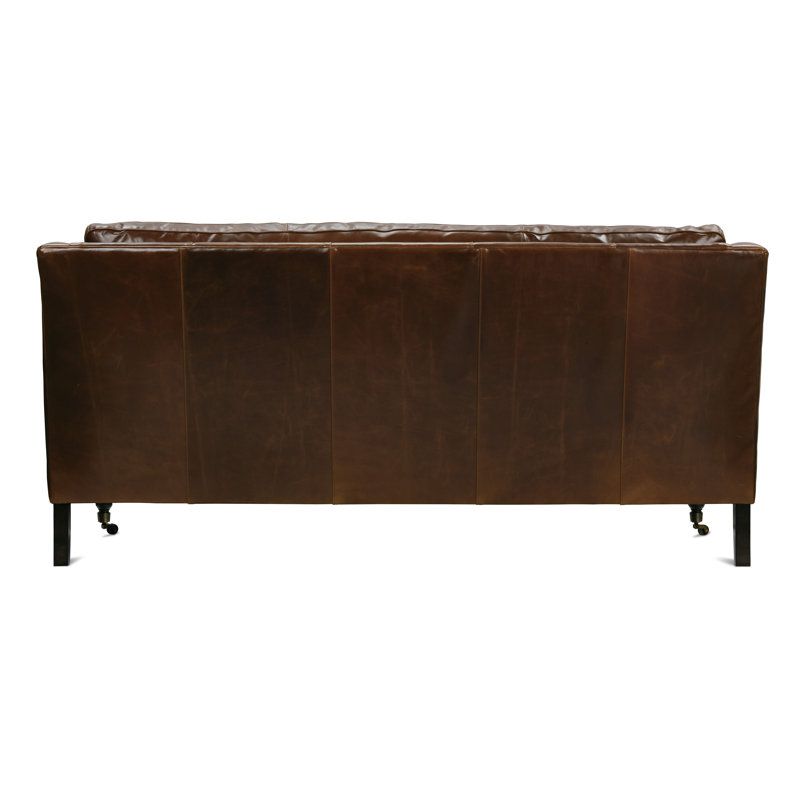 Canapé en cuir Madeline, Bois brun foncé, H 34 po x l 71 po x P 40 po, Brun foncé (Kl247-76)