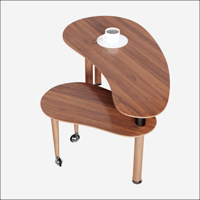 Contemporary Rotatable Cocktail Table With Solid Rubber Wood Legs