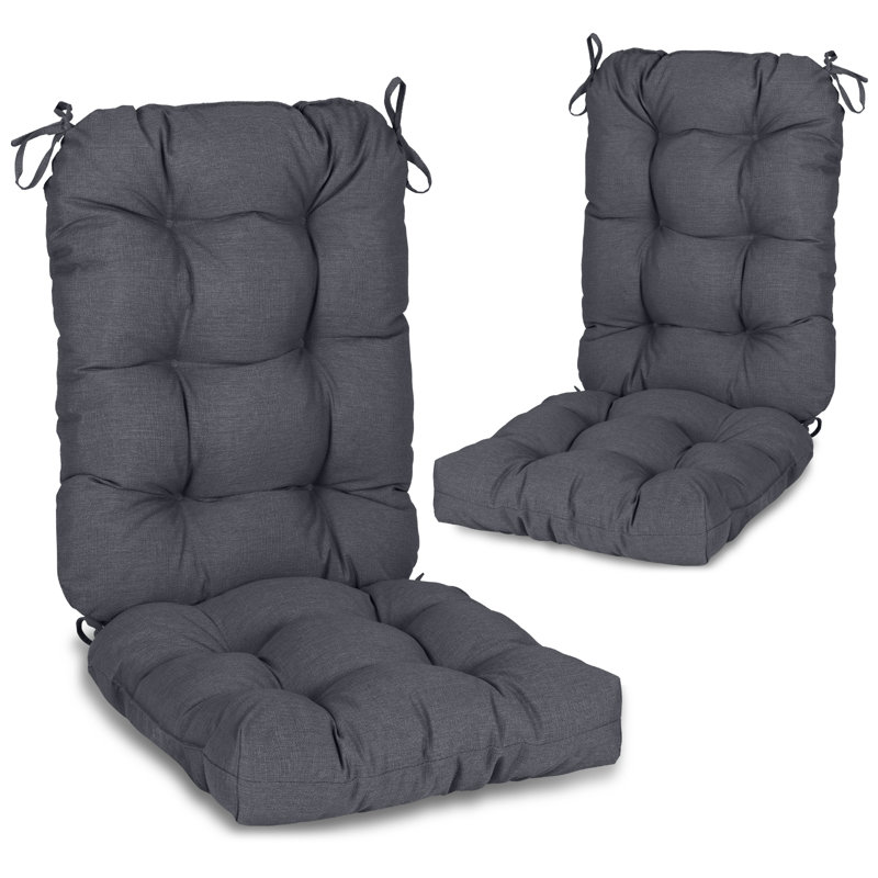  Aoodor Outdoor Tufted Back Cushions Patio Replacement Chair Cushion, Dark Gray