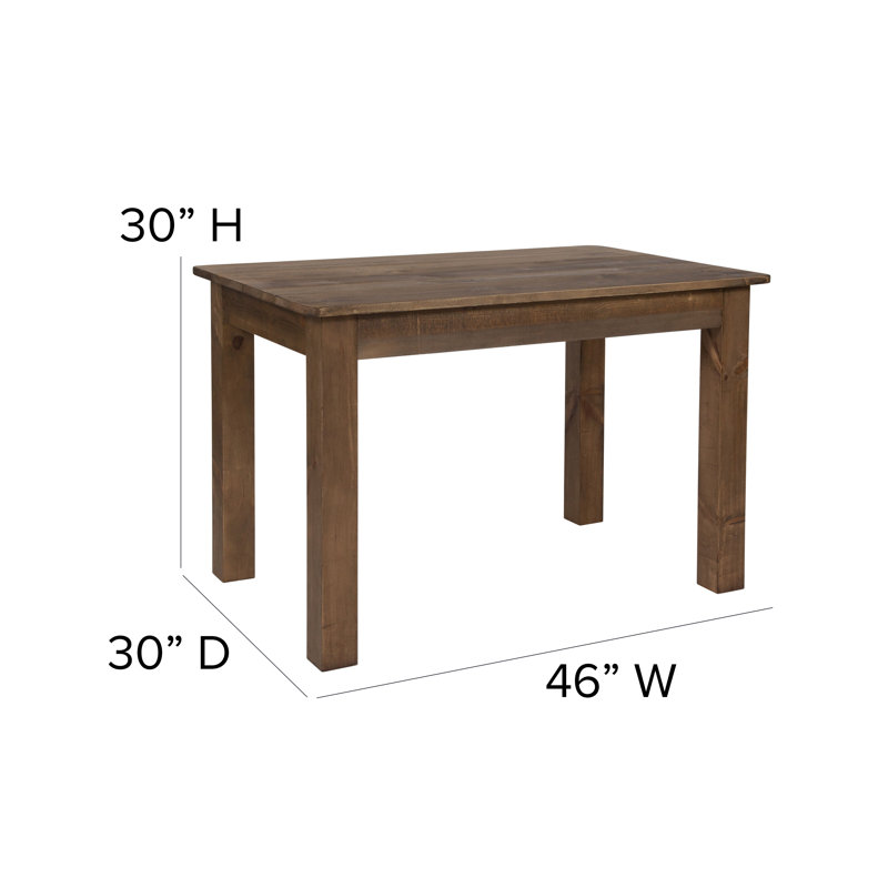 Dejon Rectangular Solid Pine Farmhouse Dining Table, Antique Rustic, 30"W x 46"L