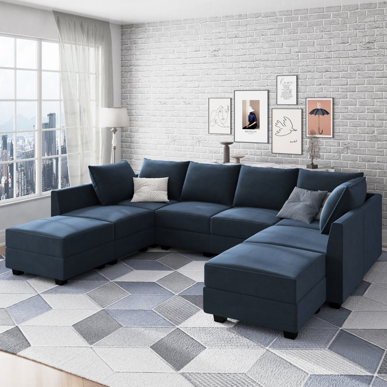 Tremee U Shaped Modular Velvet Sectional Couch
