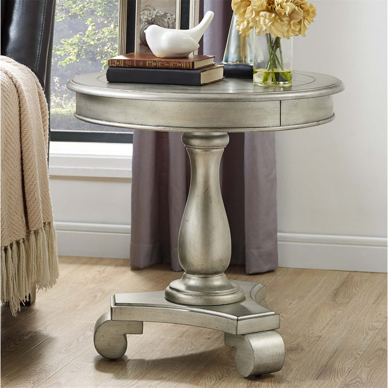 Table d'appoint ronde à piédestal en bois, Champagne