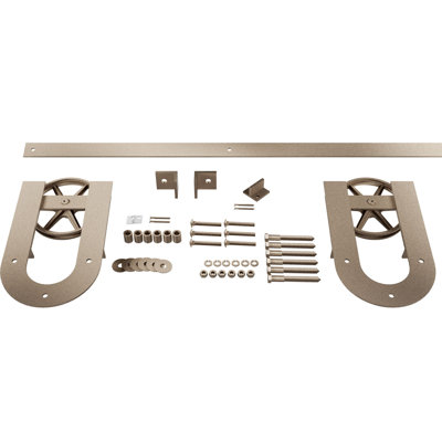 Premium Wagon Wheel Horseshoe Standard Single Barn Door Hardware Kit