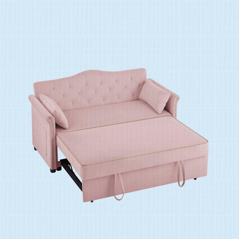 Canapé-lit en velours, Rose