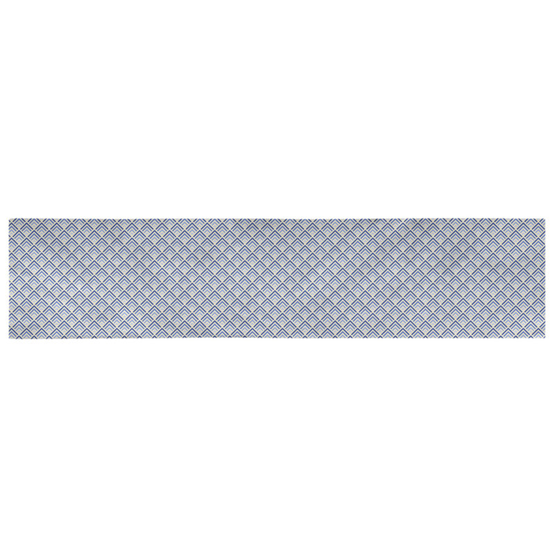 Chemin de table géométrique Avicia, 73,5 po x 17,5 po, Polyester, Jaune / Bleu