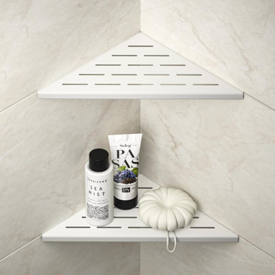 2-Pack 10" Corner Shower Shelf, 304 Stainless Steel, Recessed Design for Tiled Walls
