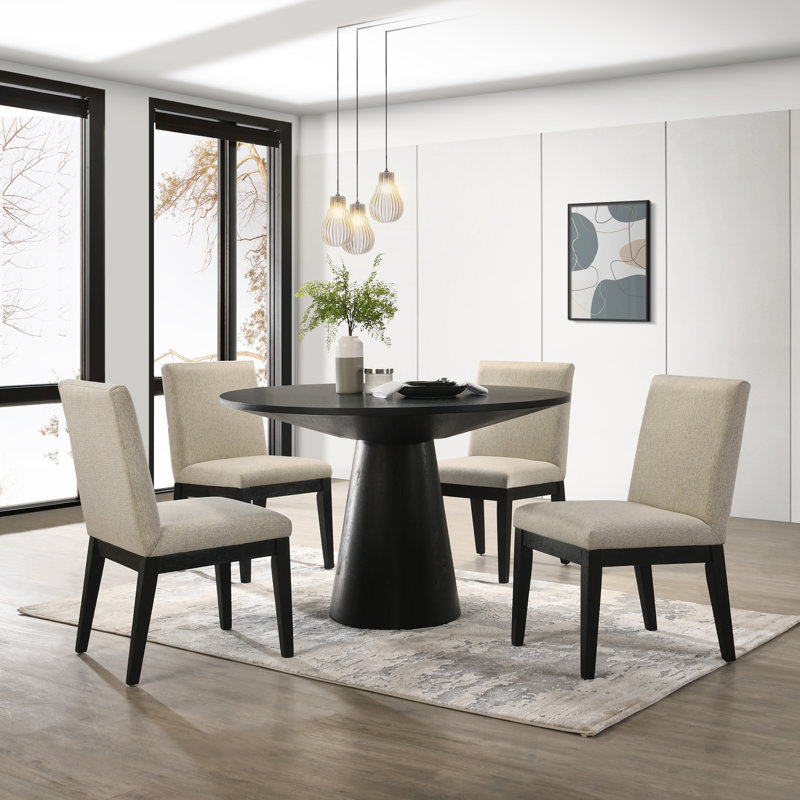 Diartis Round 5-Piece Dining Set, Black