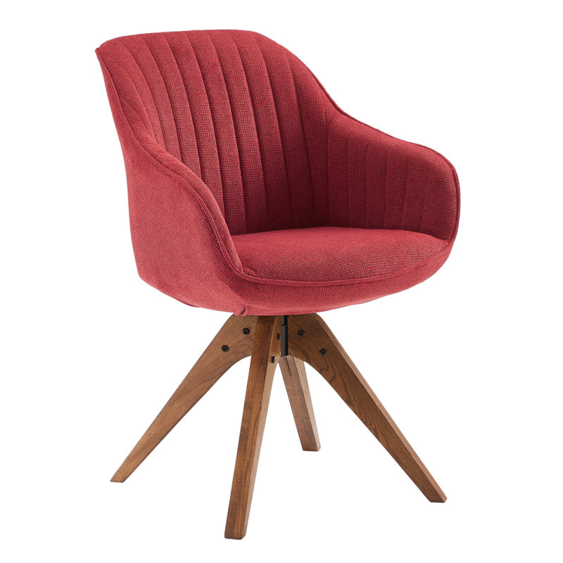 Fauteuil pivotant 23 po en tissu rouge et naturel