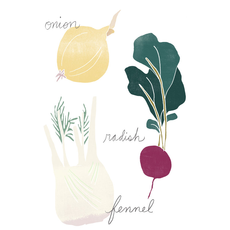 Simple Veggies II - Painting, 122cm H x 81cm W, Black Floater Framed