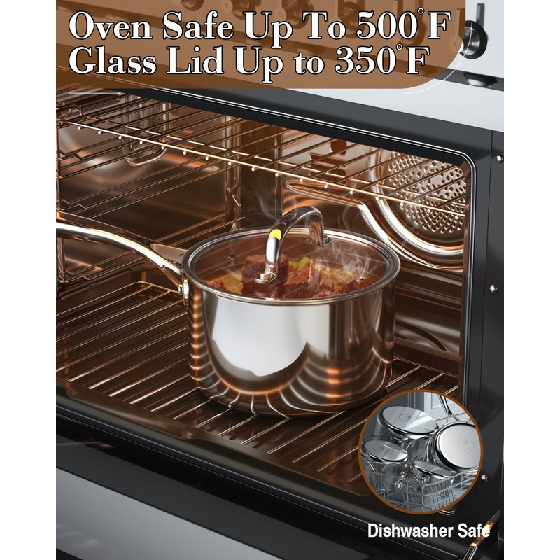 1.5 Quart Stainless Steel Saucepan with Glass Lid