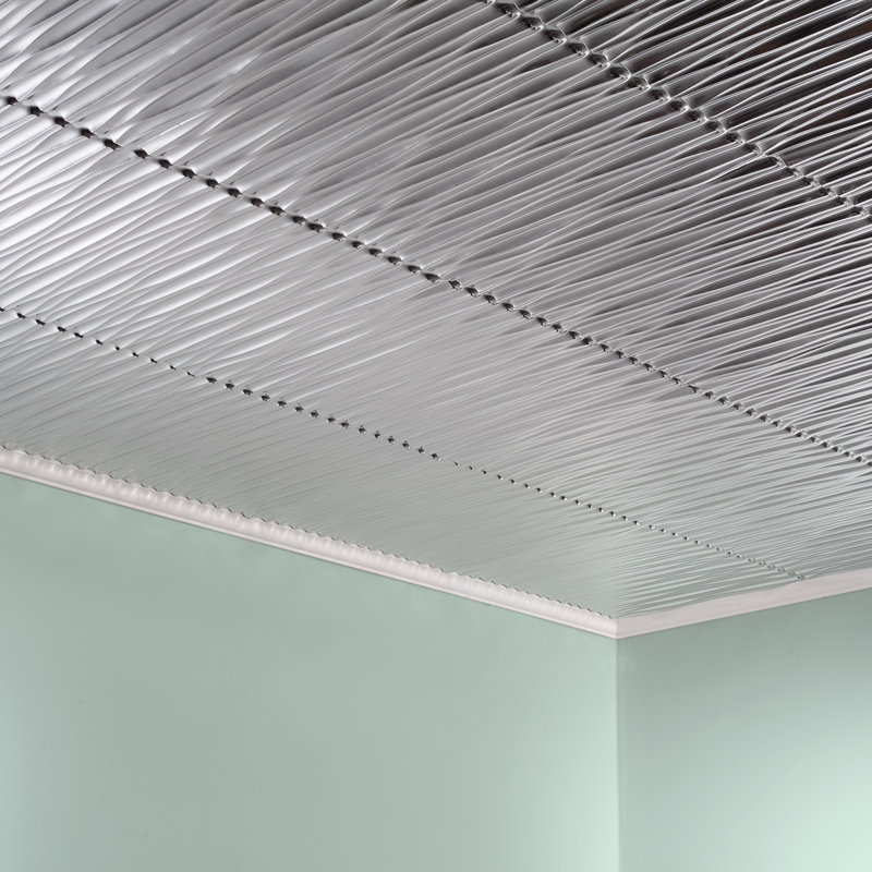 Panneau de plafond décoratif vertical en vinyle 2 pi x 2 pi FASÄDE Dunes, Aluminium brossé
