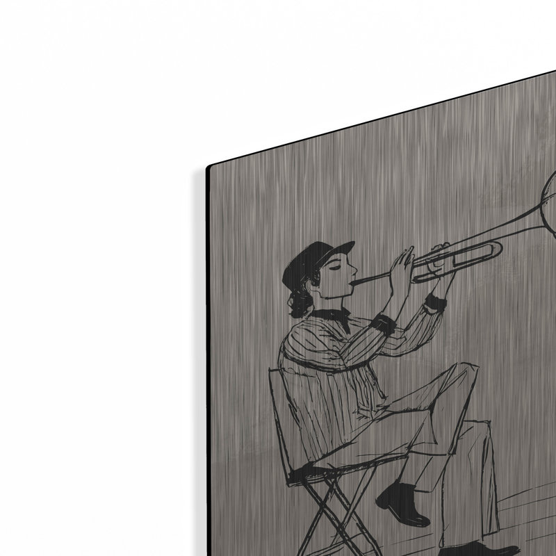 Art mural en métal luxueux «Trumpet Man» par Andreas Magnusson, H 16 po x l 12 po