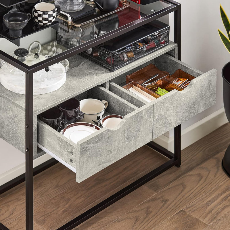 Gitano 81cm Glass Top Console Table, Light Gray