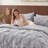 Bedsure Cal King Burgundy Pintuck Bed-in-a-Bag - Gray Pinch Pleat Comforter Set with Sheets, Pillowcases & Shams (Set of 7)-118612975-105523224